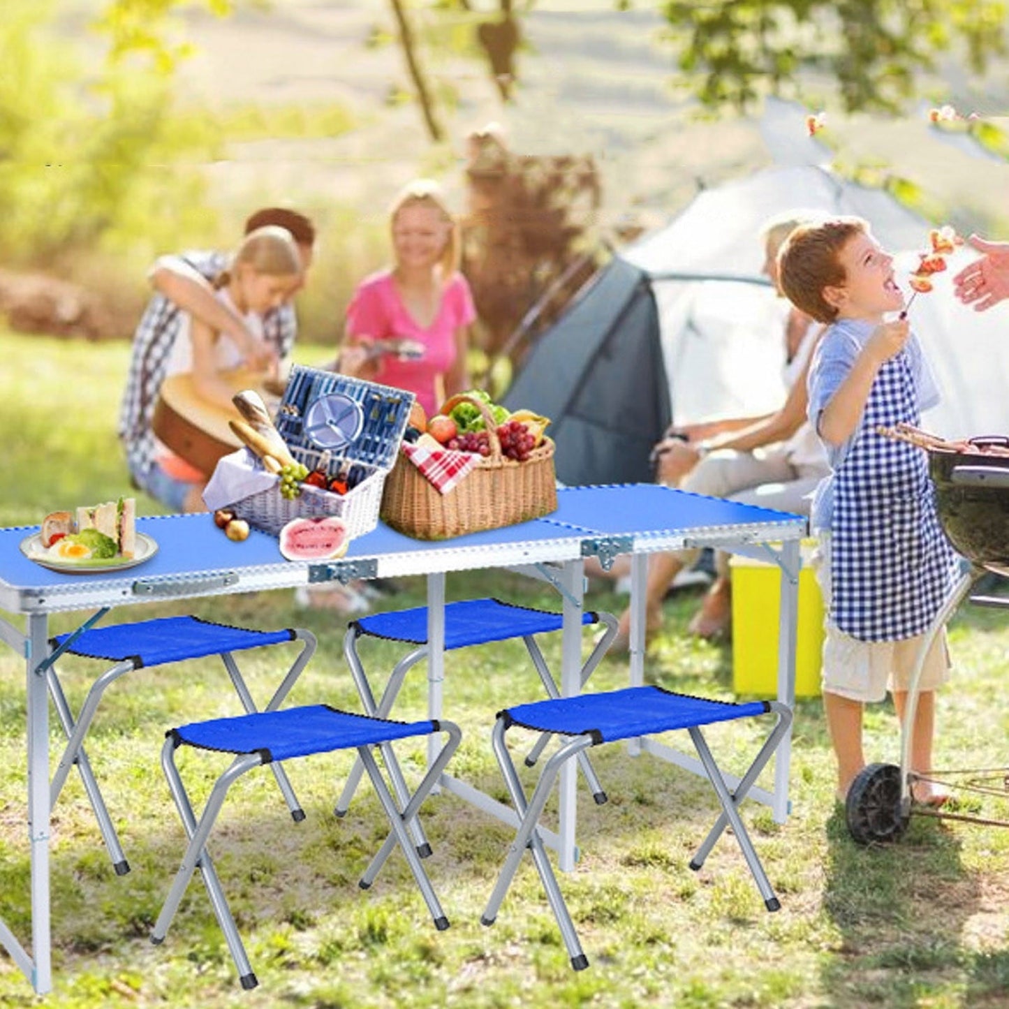Heavy Duty Folding Camp Stool - 15 Inch Height, 300lbs Capacity, Portable - for Camping, Fishing, and Outdoor Events