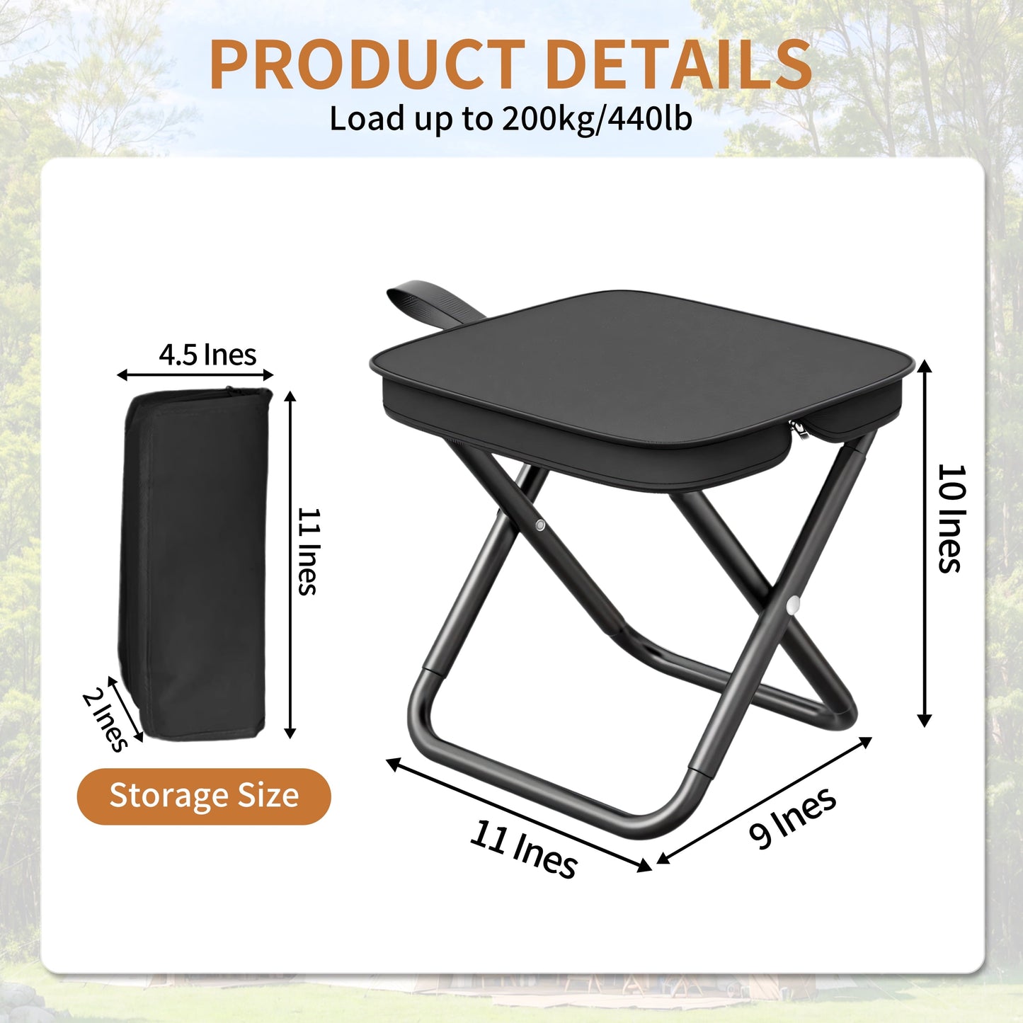 Camping Stool, 11 Inches Portable Folding Stool with Carry Bag, Aluminum Ultralight Collapsible Camp Stool Outdoor Footstool Suitable for Outdoor Gardening and Beach Hiking Fishing (Black)