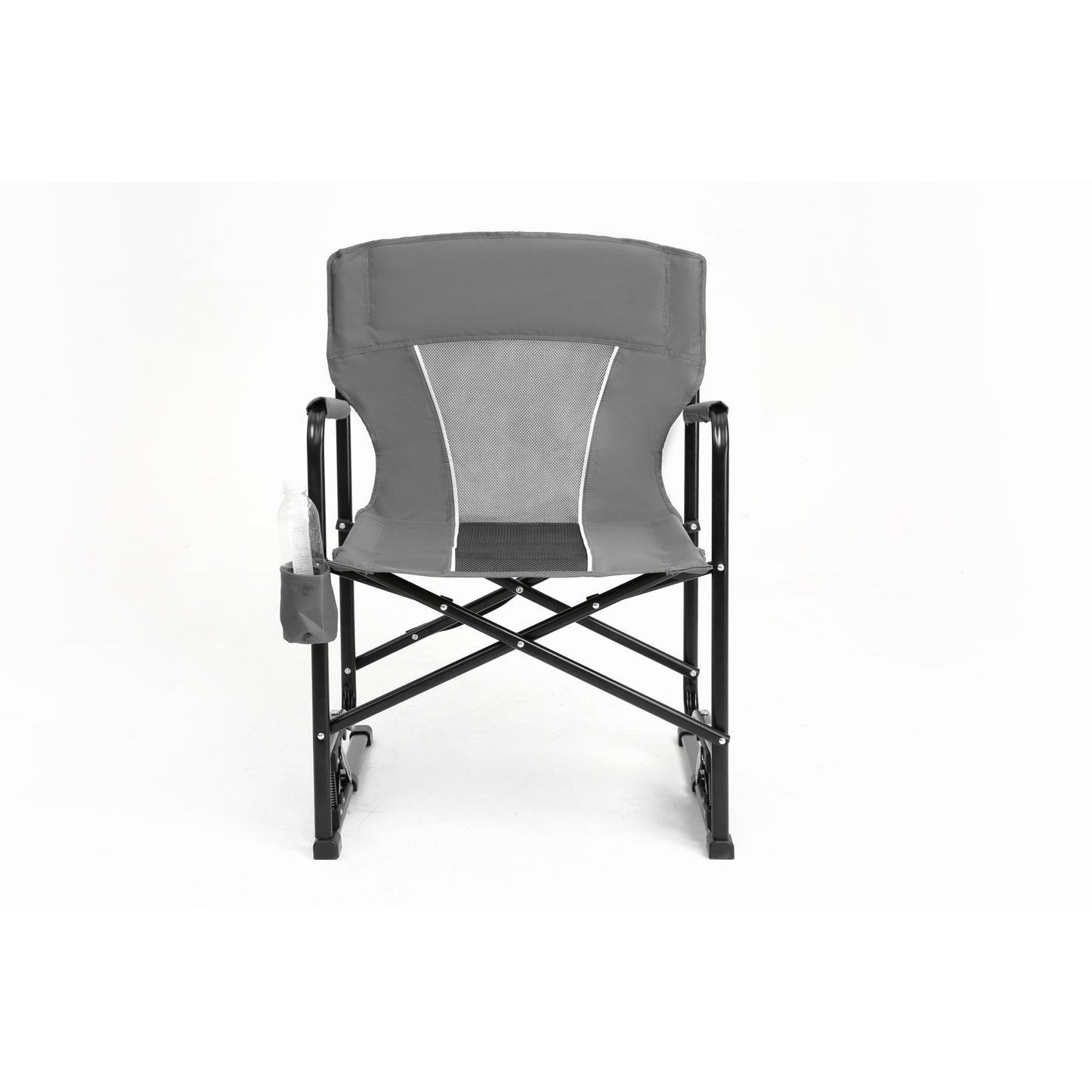 Leumius Outdoor Freestyle Rocker XL Oversized Foldable Rocking Camp Chair,Cup Holder,Gray
