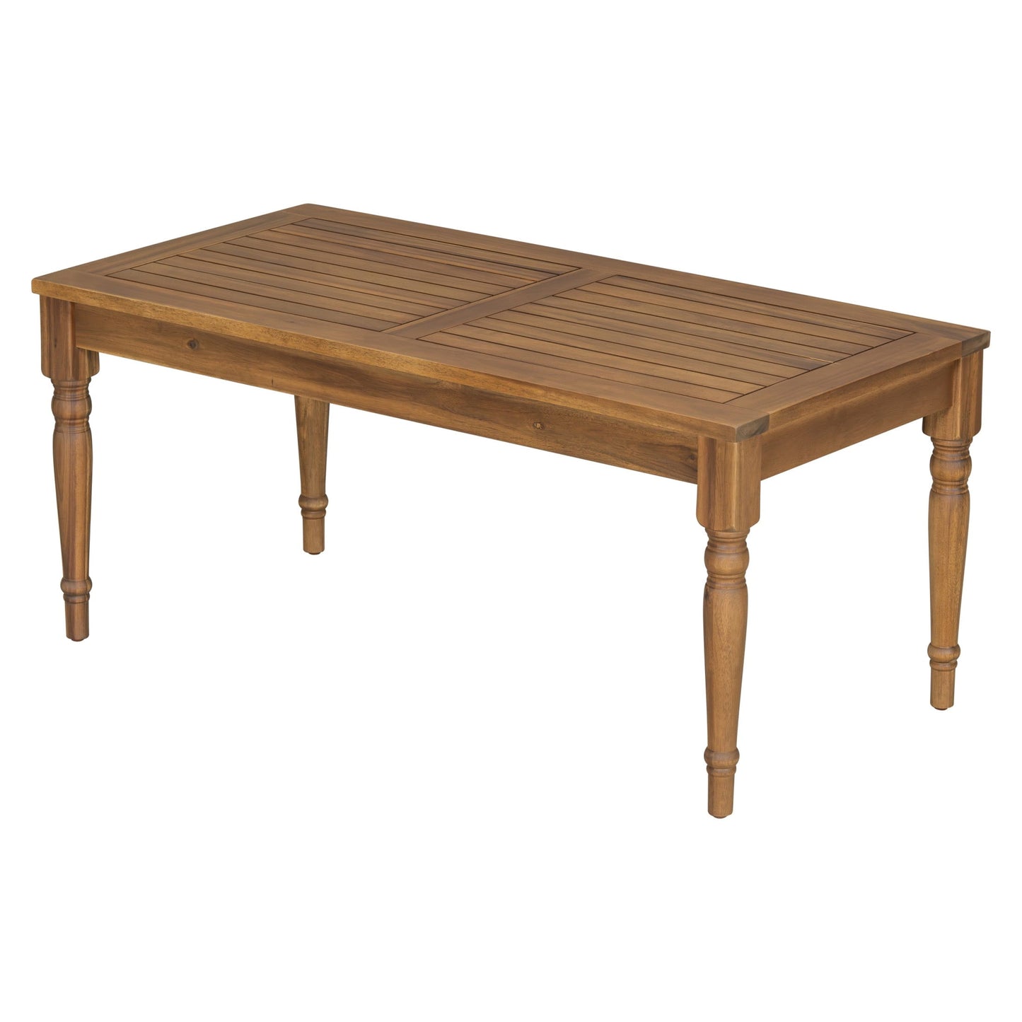 Christopher Knight Home 31.5" Outdoor Coffee Table, Wood Slatted Top with Carved Legs, Natural Finish