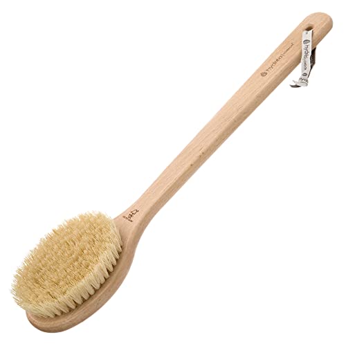 Hydrea London Dry Body Brush Long Handled Exfoliating Skin Brush with Vegan Cactus Bristle, Dry Brush Cellulite Remover, Exfoliating Body Scrubber, Improve Lymphatic Drainage FSC® Certified Beechwood.