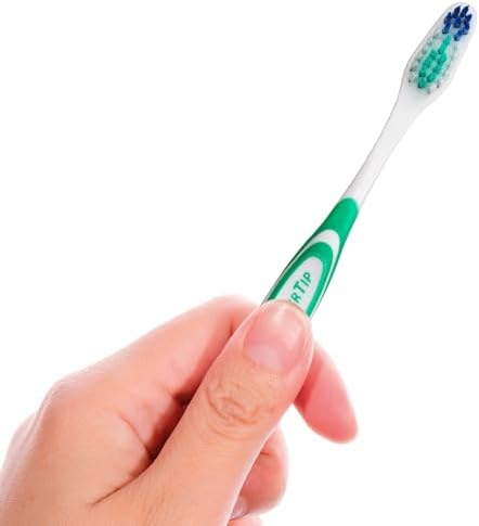 GUM Super Tip Toothbrush, Soft Bristle Toothbrush for Adults with Tongue Cleaner, Compact Head, 1ct (Pack of 12)