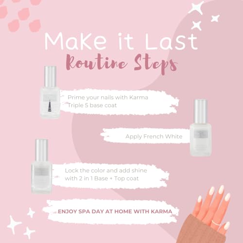 Karma Organic Natural Nail Polish-Non-Toxic Nail Art, Vegan and Cruelty-Free Nail Paint (French White)
