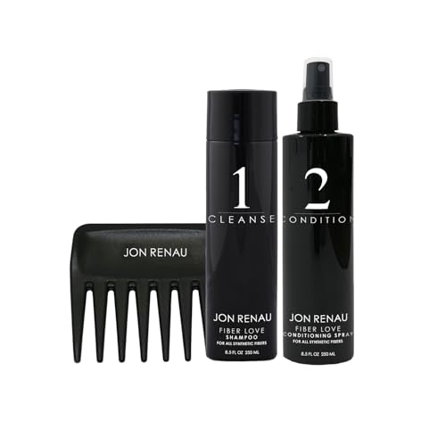 Jon Renau Synthetic Hair Shampoo & Conditioner - Shampoo & Conditioner Set With Wide Tooth Comb