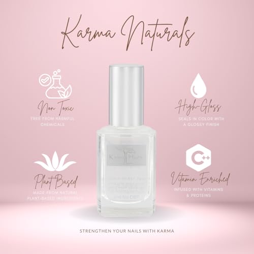karma organic Base Coat and Top Coat 2 in 1 Nail Polish, Dip Powder & Polygel Base activator, Long Lasting Clear Nail Enamel, Nail Polish Strengthener - (0.43 FL oz)