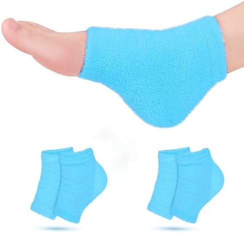 Castor Oil Pack Wrap for Foot, Castor Oil Moisturizing Heel Socks, for Plantar Fasciitis, Cracked Heels - Suitable for Overnight Moisturizing of Feet (Without Essential Oils) (Blue)