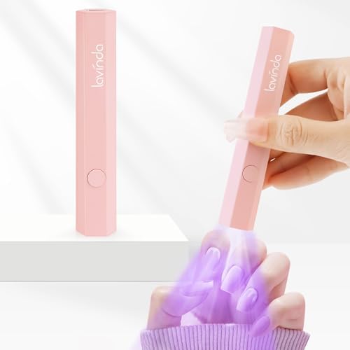Lavinda Handheld UV Light for Gel Nails, Mini Nail Lamp, Portable Cordless Rechargeable UV Led Nail Lamp Nail Dryer for Fast Curing Gel Polish USB Flashlight for Home DIY Manicure
