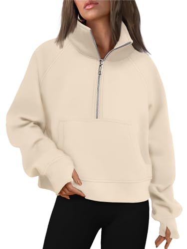 AUTOMET Womens Sweatshirts Long Sleeve Tops Hoodies Shirts Half Zip Pullover Cropped Oversized 2024 Fall Fashion Outfits Sweaters Hotpink