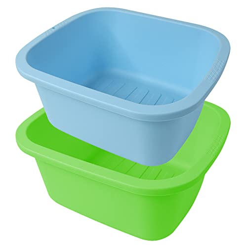 HOMELEX Foot Soaking Bath Basin, Large Size Feet Massager Tub, at Home Spa Pedicure Treatment, 2 Pack Green&Blue