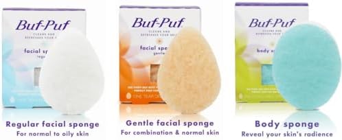 Buf-Puf Multi-Pack Exfoliating Sponges – Facial and Body Cleansing, Dermatologist Developed – 3 Pack
