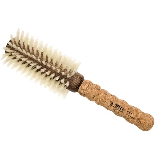 Ibiza Hair Round Boar Bristle Brush (B Series) | Blonde Bristles with Cork Handle | Ideal for Color Treated & Fine Hair | Adds Texture & Shine