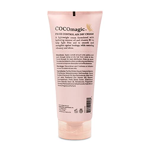 Cocomagic Frizz Control Air Dry Cream | Anti-Frizz Styling Cream | Helps to Calm and Smooth Frizzy Hair | Paraben Free, Cruelty Free, Made in USA (6 oz)