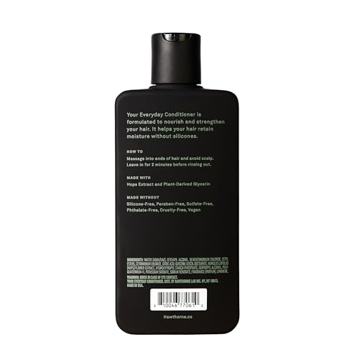 Hawthorne Men's Everyday Conditioner. For Stronger, Smoother, Healthier Hair with Plant-Derived Glycerin. Mint and Eucalyptus Scent. Natural, Sulfate Free, Paraben Free. 2-Pack.