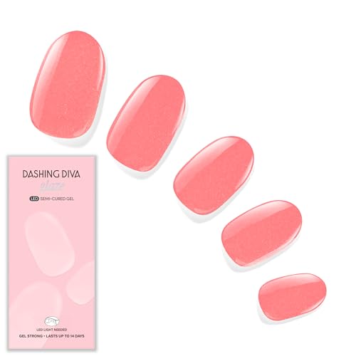 Dashing Diva Glaze Nail Strip Set - Grapefruit Gone Wild - Long Lasting, Chip Resistant, Semi-Cured Gel Nail Strips - Summer Gel Set - 4-Piece Manicure Kit with 32 Strips