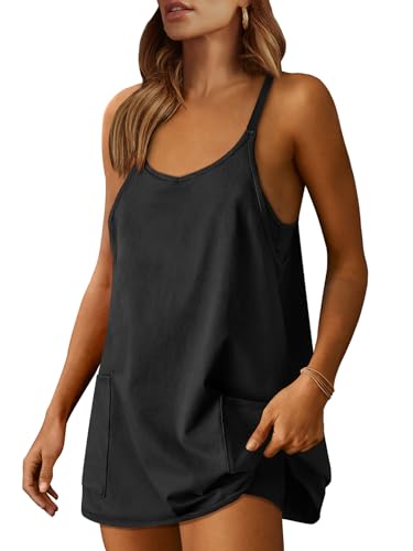 ANRABESS Women Summer Mini Romper Dress Workout Tennis Active Sports Athleisure Outfits built in Shorts Trendy Vacation Light Purple Small
