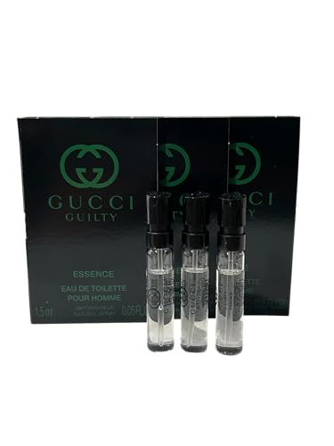 Gucci Guilty ESSENCE Sample Perfume Men EDT Spray Pour Homme MINI SMALL Travel Size 1.5 ML / 0.05 (0693) - set of 3