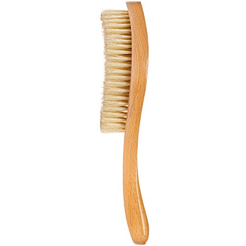GranNaturals Soft Bristle Hair Brush - Curved Boar Bristle Vintage Style Hairbrush for 360 Waves, Sleek Slick Back Ponytail & Bun, Smoothing, Fades for Women & Men - Wooden Handle