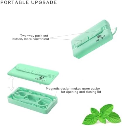 Himgy Mint Whitening Dental Floss Picks, 614 Ct Twin-Line Flossers with Toothpick, Family Oral Care Kit with 3 Travel Cases & 1 Refillable Dispenser, Fresh Mint, Shred-Resistant