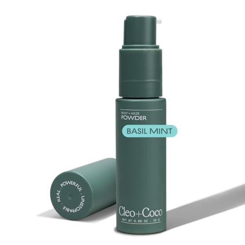 Cleo+Coco - Natural Dry Shampoo Powder - For Body & Hair - For Women - Absorbs Odor & Sweat - Essential Oils & Arrowroot Powder - Free of Talc & Parabens - PCR - Made in USA - Basil Mint - 4oz