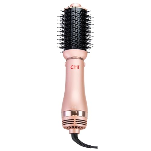 CHI Volumizer 4-in-1 Blowout Brush, Hair Dryer for Smooth, Silky & Shiny Hair, Four Interchangeable Attachments for Versatile Styling, Rose Gold