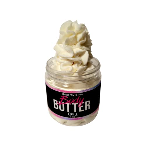 Coffee Beans Whipped Body Butter, natural lotion, organic, 4oz jar, made with shea butter, mango butter, coconut oil, almond oil