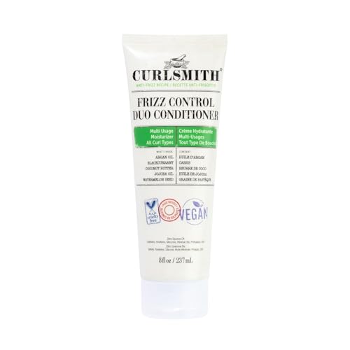 CURLSMITH - Frizz Control Duo Hair Conditioner, Nourishing Rinse Out or Leave In, Detangling, Smoothing, For All Curl Types, Vegan, 237ml/8 fl oz