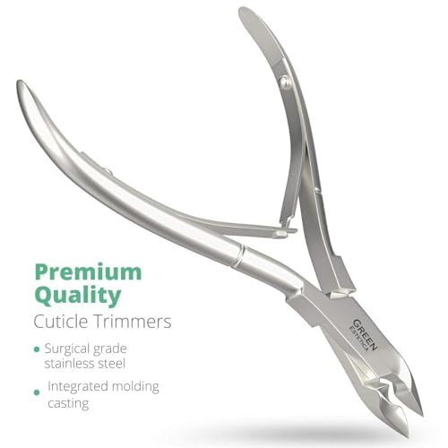 Cuticle Trimmer with Cuticle Pusher Professional Stainless Steel Cuticle Cutter Sharp Blades Double Spring Cuticle Nippers for Nail Care (Silver Nipper - Pack of 4)