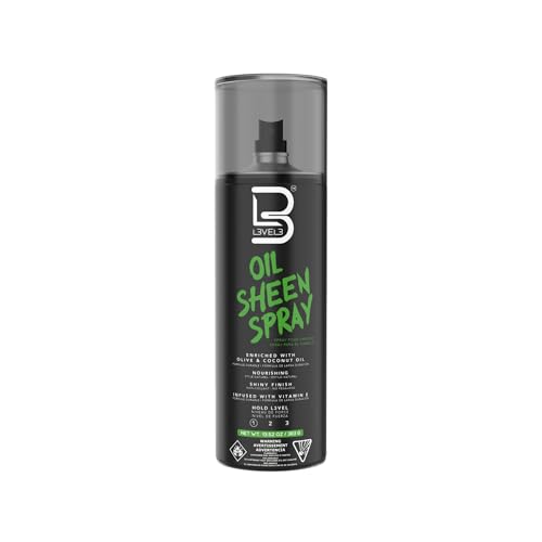 L3 Level 3 Oil Sheen Spray - Adds Shine to Hair After Styling - Infused with Vitamin E, Olive and Coconut Oil and Herbal Extracts Level Three Oil Shine Spr