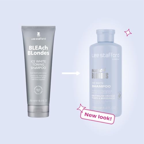 Lee Stafford Blue Toning Shampoo | Bleach Blonde Ice White Collection - Corrects Brassy & Orange Tones, Best for Highlighted, Cool Hair, Color Extend Treatment, Hydrating, 16.9 Fl Oz