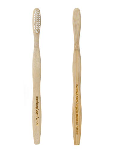 Brush with Bamboo Toothbrush with Plant-Based Bristles - 4 Pack