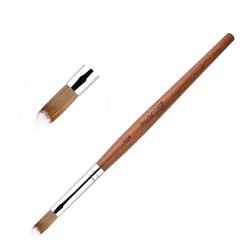 KADS Nail Acrylic Brush Kolinsky Nail Extension Brush Oval Crimped Shaped Sturdy Wooden Handle Acrylic Powder Nail Art Brush Professional Manicure Pedicure (10#)
