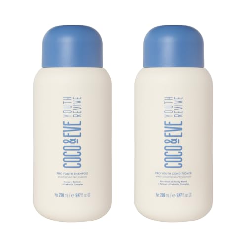 Coco & Eve Pro Youth Shampoo & Conditioner. For Strength, Shine, Volume and Healthy Scalp. With Honey, Retinol, Prebiotics. (9.47 fl oz / 280 ml)