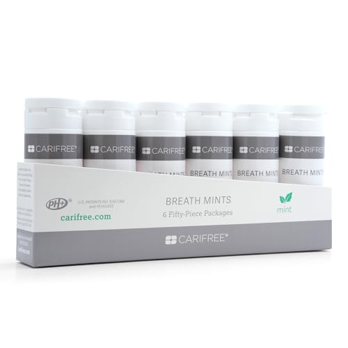 CariFree Breath Mints, Hydroxyapatite and Xylitol, Sugar-Free, pH Elevating, Delicious & Refreshing, Convenient On-The-Go, Travel Size, 6 Tubes Per Box (50 ct. each)