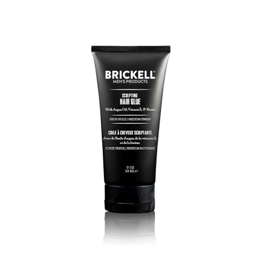 Brickell Men's Hair Styling Sculpting Hair Glue For Men, All Day Lasting Hold for Sculpting and Shaping Hair, 2 Ounce, Scented (2 oz)