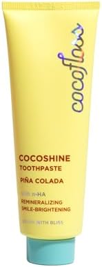 Cocoshine Whitening Toothpaste, Remineralize & Repair Sensitive Teeth, Fluoride-Free with n-HA, Kid-Friendly, Pina Colada, 3.4 oz