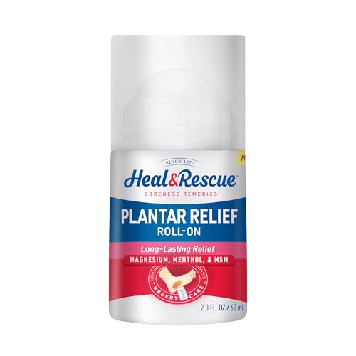 Heal & Rescue Plantar Relief Roll-On 2 fl oz, Epsom Salt Foot Care for Plantar Fasciitis Relief, Targeted Help for Sore Arches, Muscles & Heels