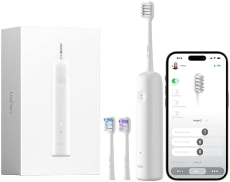 Laifen Wave Electric Toothbrush, Oscillation & Vibration Sonic Electric Toothbrush for Adults with 3 Brush Heads, IPX7 Waterproof ADA Accepted Travel Powered Toothbrush ABS(White)