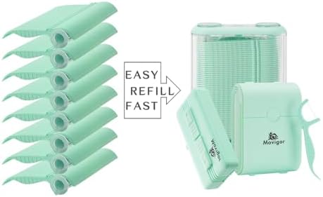 Himgy Mint Whitening Dental Floss Picks, 614 Ct Twin-Line Flossers with Toothpick, Family Oral Care Kit with 3 Travel Cases & 1 Refillable Dispenser, Fresh Mint, Shred-Resistant