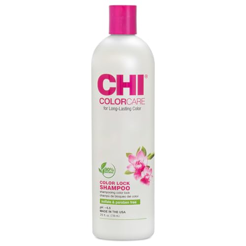CHI ColorCare Color Lock Shampoo, Locks In Color & Replenishes Moisture For Color-Treated Hair, Sulfate, Paraben, & Cruelty-Free, 25 Oz