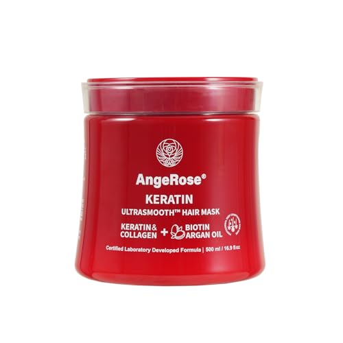 Keratin & Collagen Hair Mask with Argan Oil – Deep Repair Conditioner for Dry, Damaged Hair – Hydrating & Strengthening Treatment, 500ml (16.9 oz)