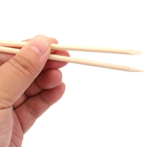 Hedume 600 Pcs Orange Wood Nail Sticks, Double Sided Multi Functional Cuticle Pusher Remover, Pointed End & Flat End Manicure Pedicure Tool