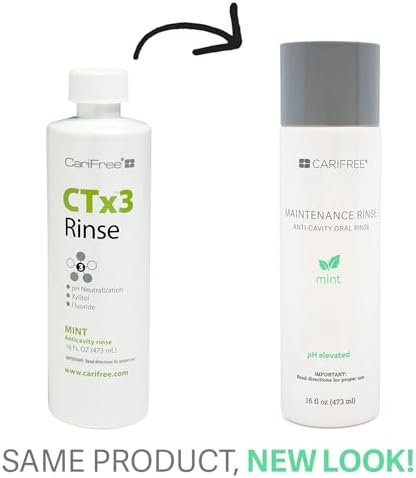 CariFree Maintenance Rinse, Mint Flavored, Anti-Cavity Fluoride Mouthwash, Dentist Recommended, Prevents Oral Decay, Freshens Breath, Alcohol-Free, Neutralizes pH (Previously CTx3)