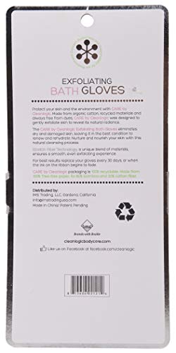 CleanLogic Exfoliating Bath and Shower Gloves, Certified Organic, 1 Pair