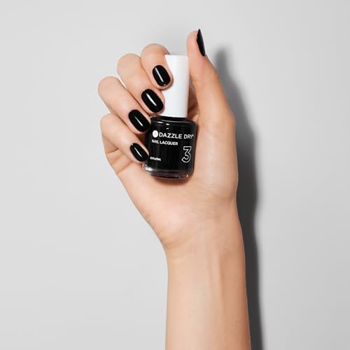 Dazzle Dry Nail Lacquer (Step 3) - Midnight Express - A blackest black. Full coverage cream. (0.5 fl oz)