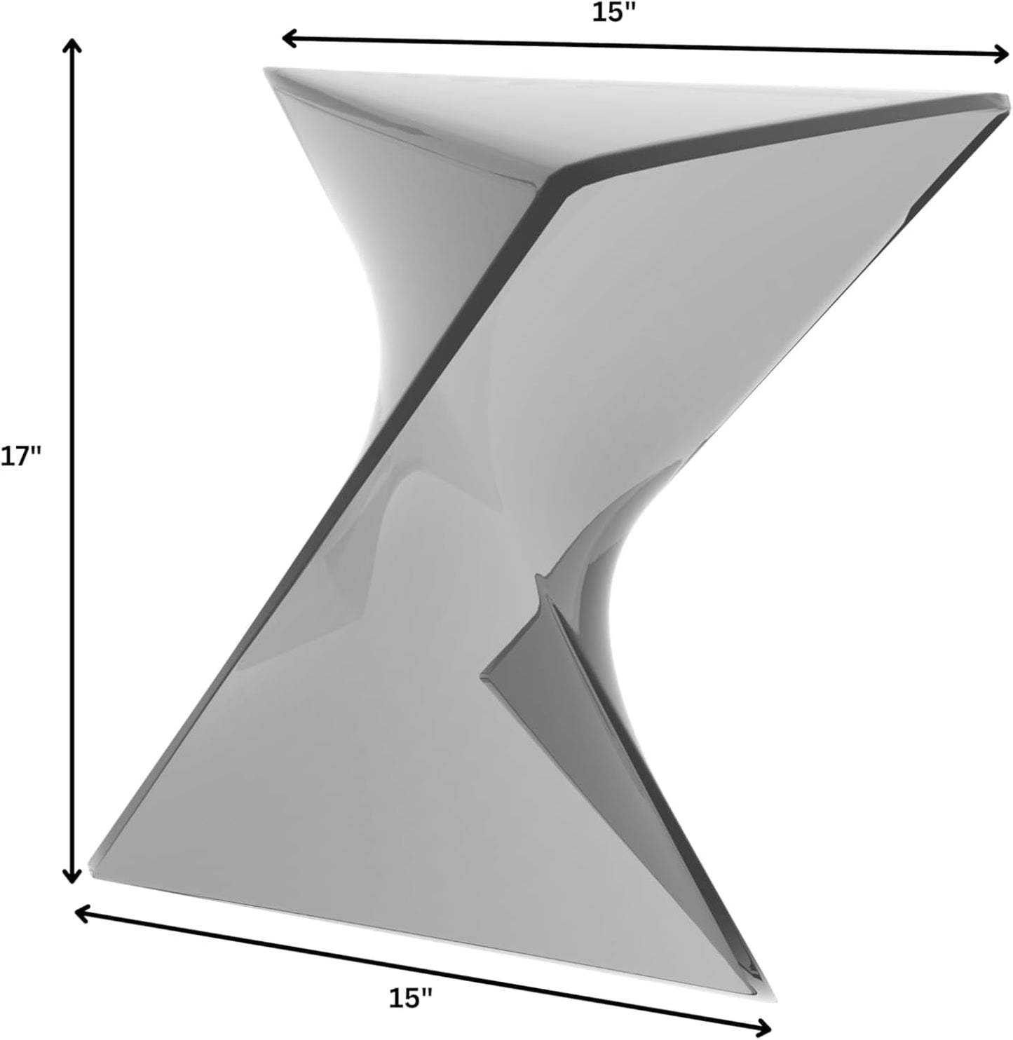 LeisureMod 17" Smoke Stackable Side Table - Modern Triangular Accent End Table for Indoor & Outdoor Use, Weather-Resistant Plastic Design for Living Room, Backyard, or Lawn