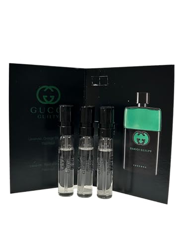 Gucci Guilty ESSENCE Sample Perfume Men EDT Spray Pour Homme MINI SMALL Travel Size 1.5 ML / 0.05 (0693) - set of 3