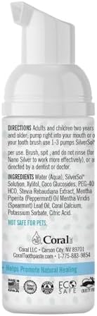 Coral Nano Silver Foaming Toothpaste, Natural Fluoride Free Toothpaste, SLS and Glycerin Free, Cool Mint, 4 Ounce