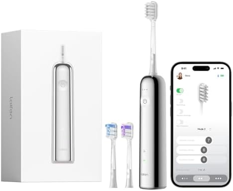 Laifen Wave Electric Toothbrush, Oscillation & Vibration Sonic Electric Toothbrush for Adults with 3 Brush Heads, IPX7 Waterproof ADA Accepted Travel Powered Toothbrush (Stainless Steel)