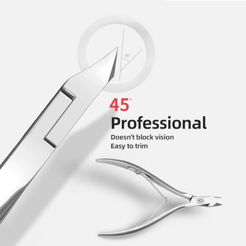 Cuticle Trimmer 3/4 Jaw Extremely Sharp Cuticle Nippers Scissors Stainless Steel Clippers Cutter Remover for Pedicure Manicure Nail Tool with Cuticle Pusher