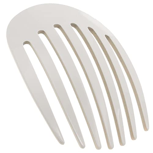 Camila Paris CP3404 French Hair Side Comb Rounded, White Pearl, Handmade French Twist Hair Combs, Strong Hold Hair Clips for Women Bun Chignon, No Slip Styling Girls Hair Accessories Made in France